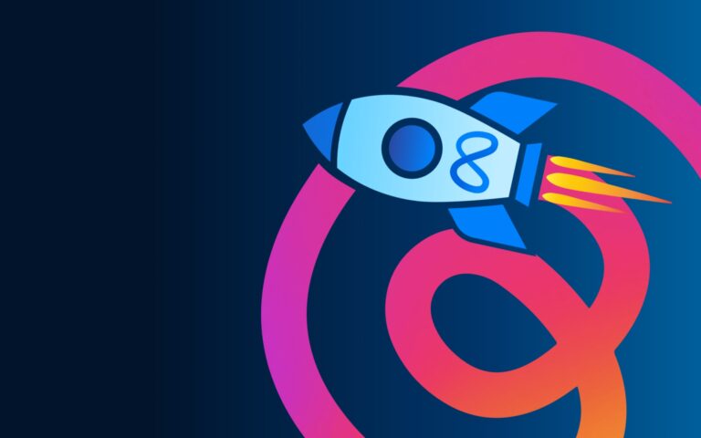 Threads symbol and rocket ship