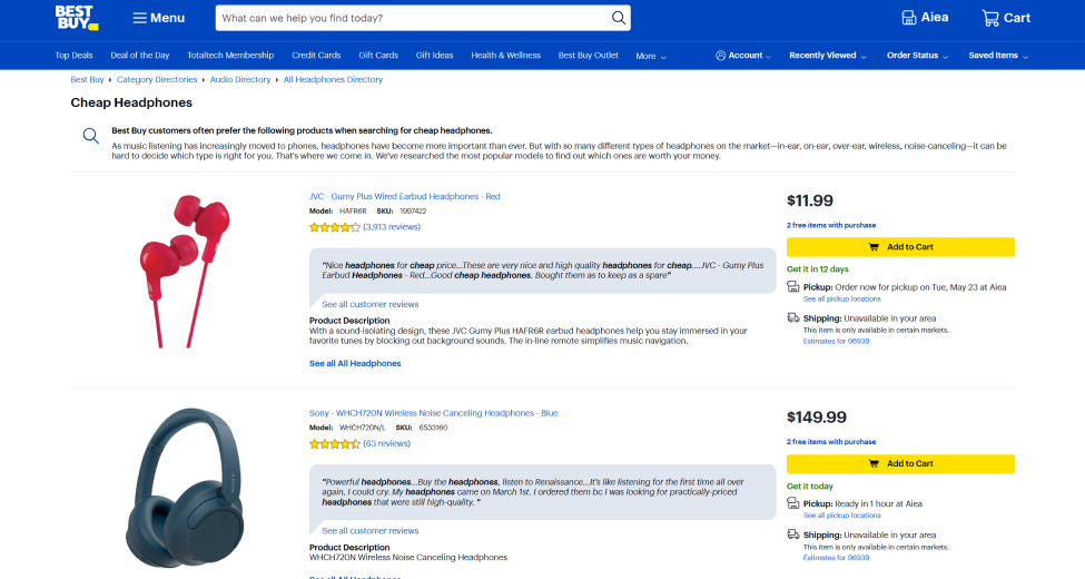 Image of Best Buy website