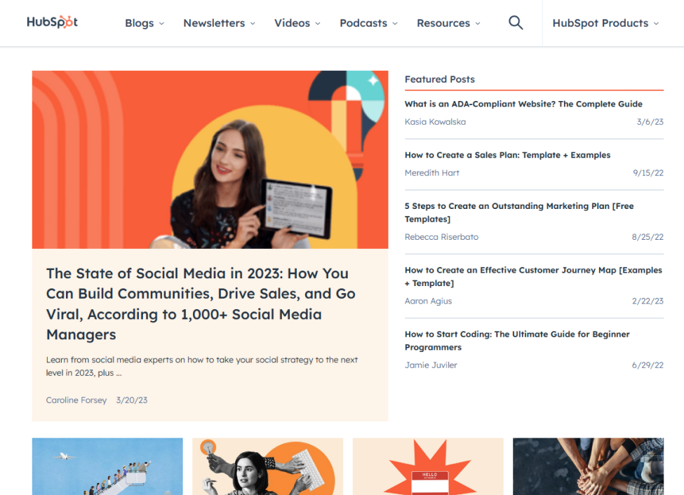 Screenshot of HubSpot's Blog