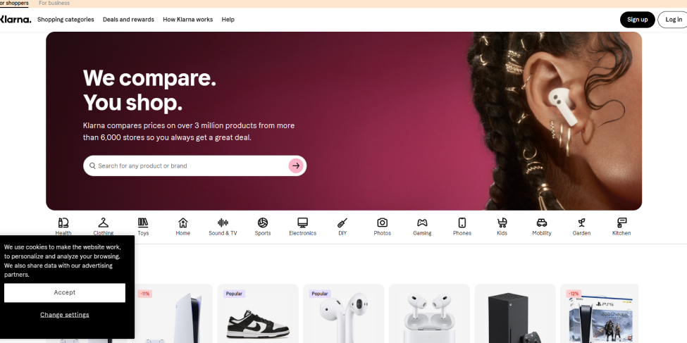 Klarna website