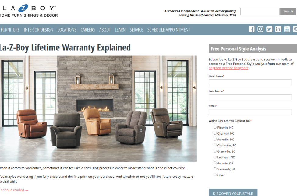 Lazboy website