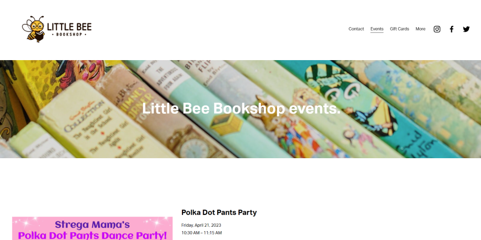Screenshot from Little Bee Books Launch Party Website