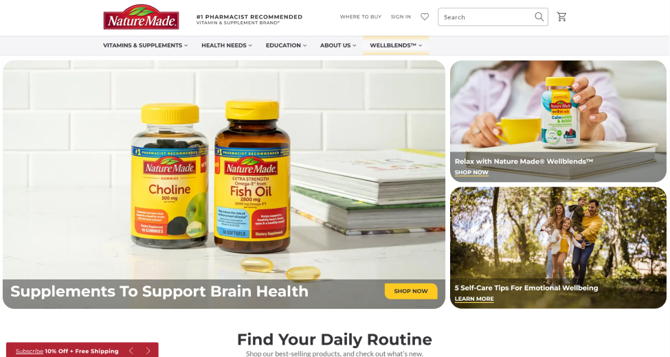 Image of Nature Made website