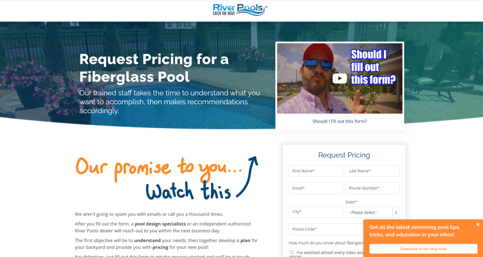 Image of River Pools website