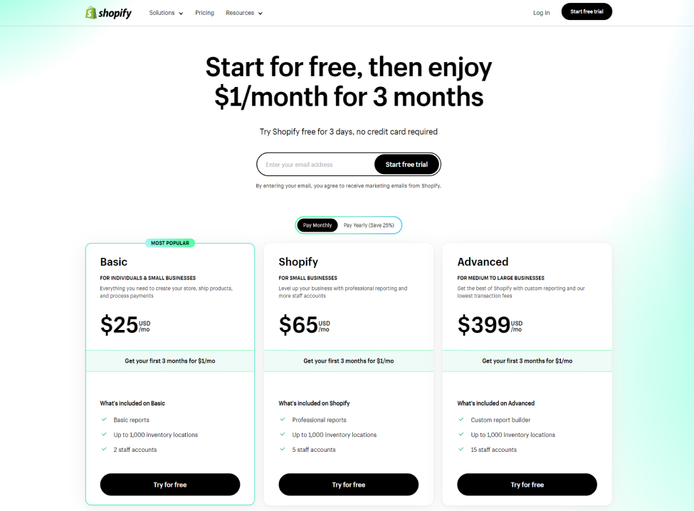 Image of Shopify website