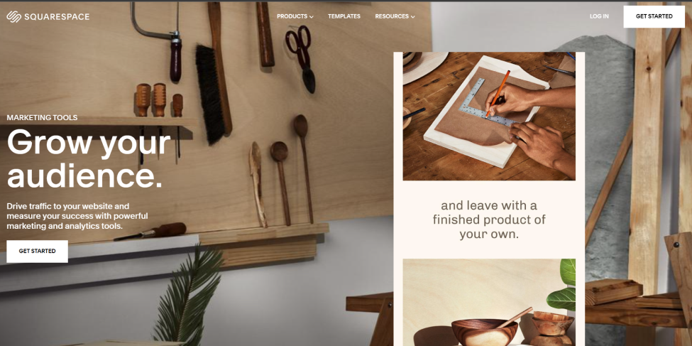 Screenshot from the Squarespace Website